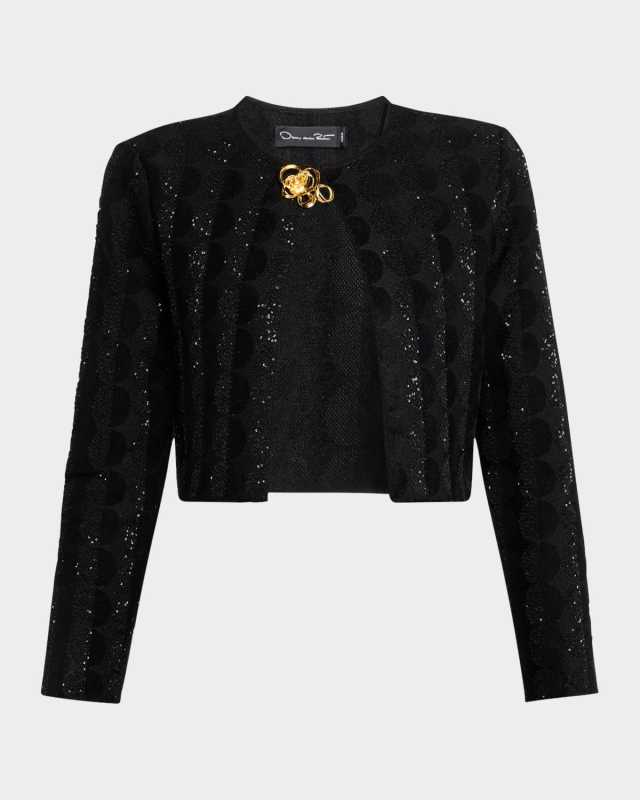 Paillette Circle Jacquard Crop Cardigan